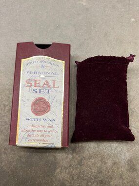 Stuart Houghton Personal Seal Set "K" with Wax & Sun, Moon & Stars Blue Seal